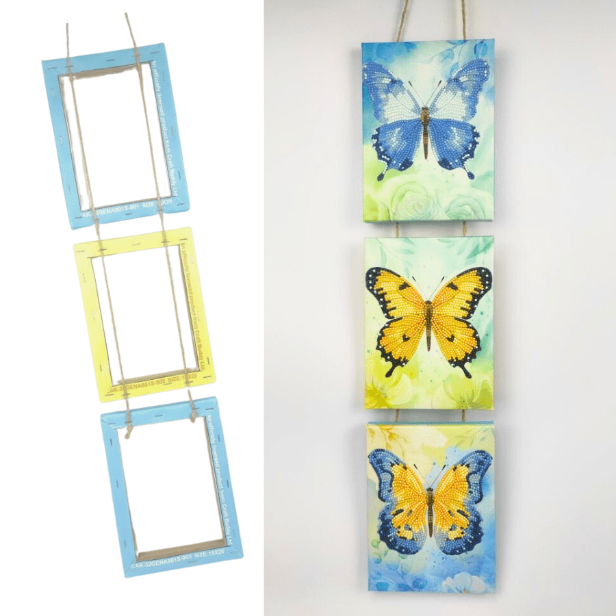 Butterflies Crystal Art Hanging Trio Canvas Kit 15x20 6