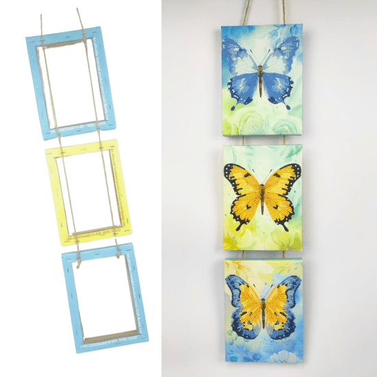 Butterflies Crystal Art Hanging Trio Canvas Kit 15x20 6