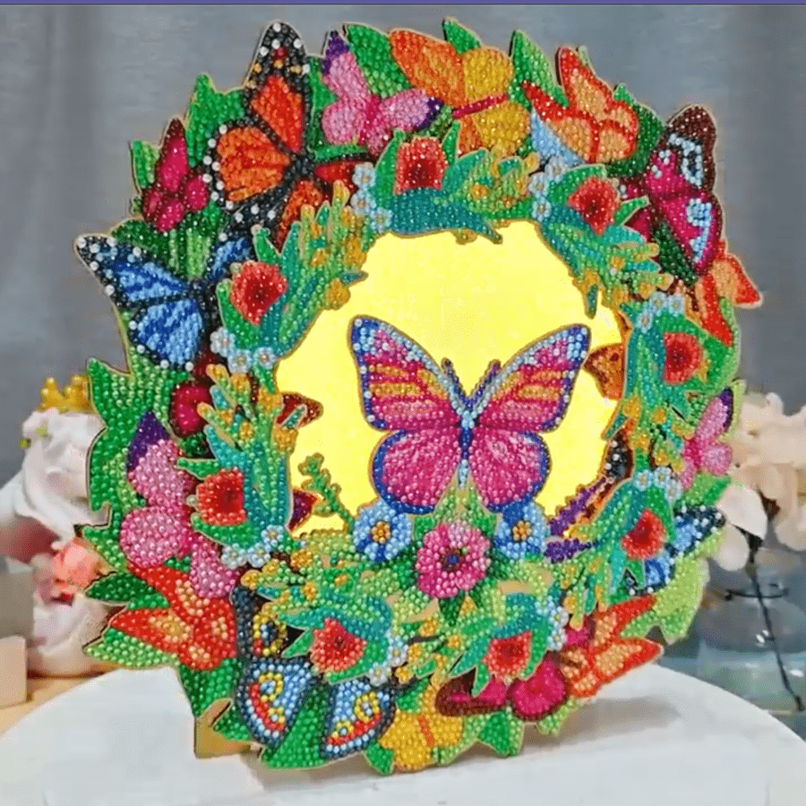 Butterflies Crystal Art LED 3D Buildable Wreath Kit 2