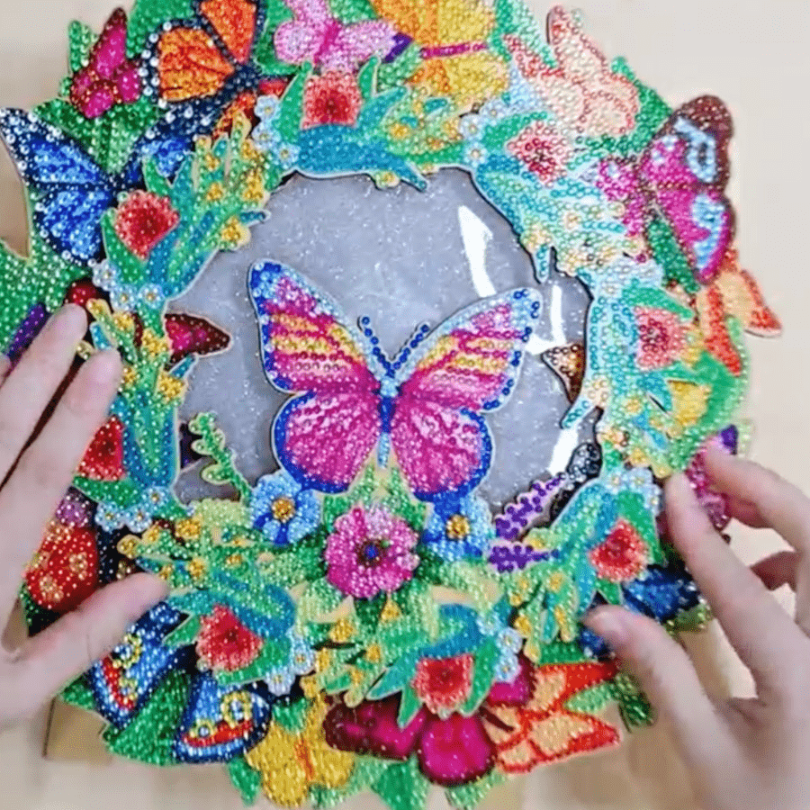 Butterflies Crystal Art LED 3D Buildable Wreath Kit 3