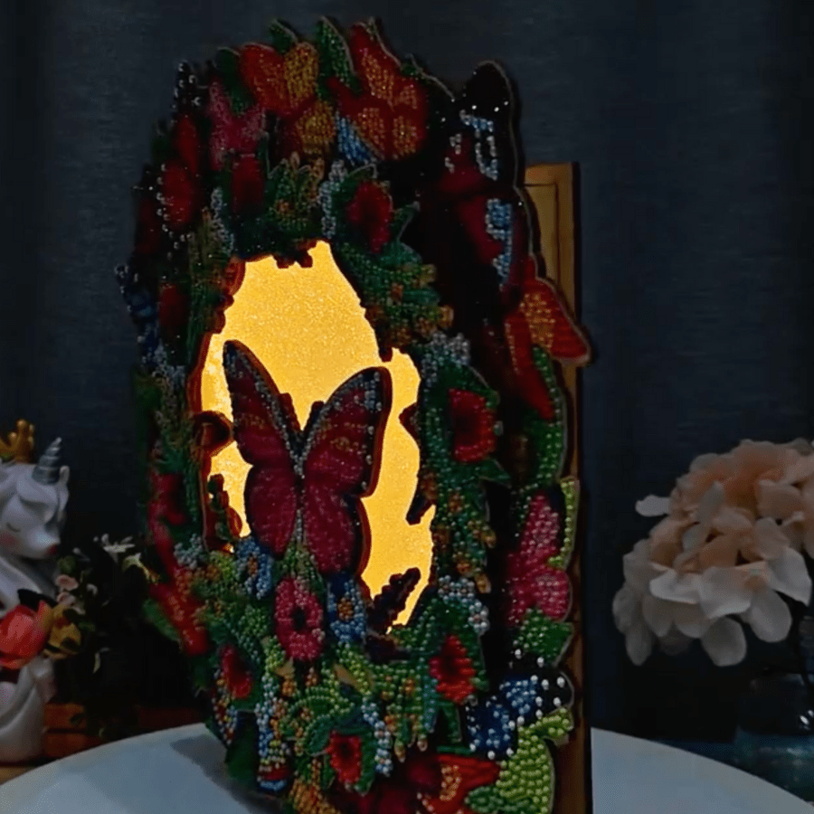 Butterflies Crystal Art LED 3D Buildable Wreath Kit 4