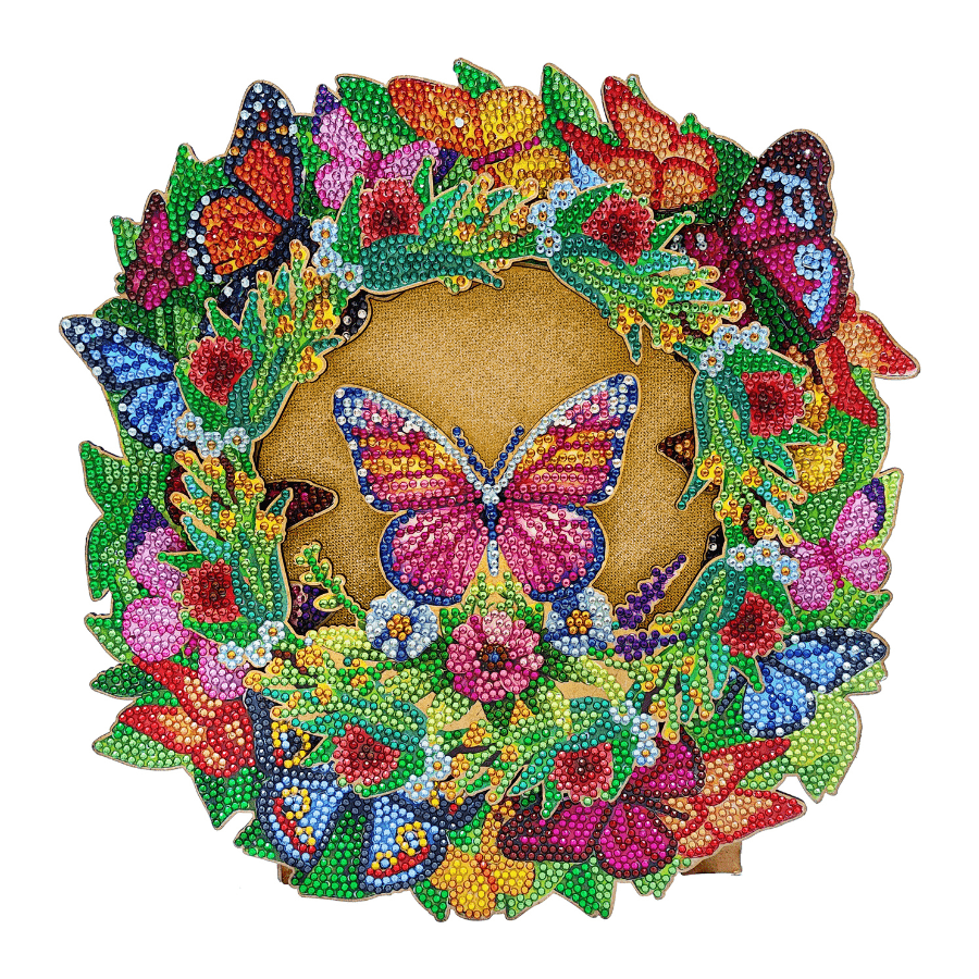 Butterflies Crystal Art LED 3D Buildable Wreath Kit 5