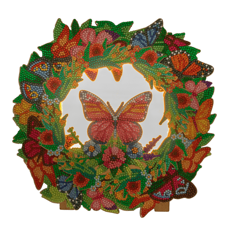 Butterflies Crystal Art LED 3D Buildable Wreath Kit led