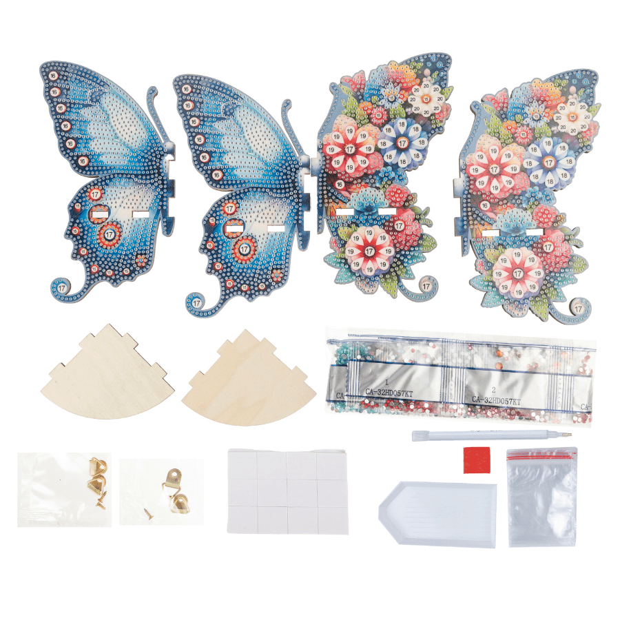 Butterfly Wall Corner Crystal Art Wooden Decoration