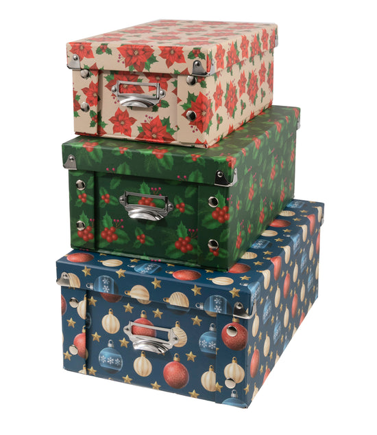 Festive Foldable Storage Boxes 3 x Pieces