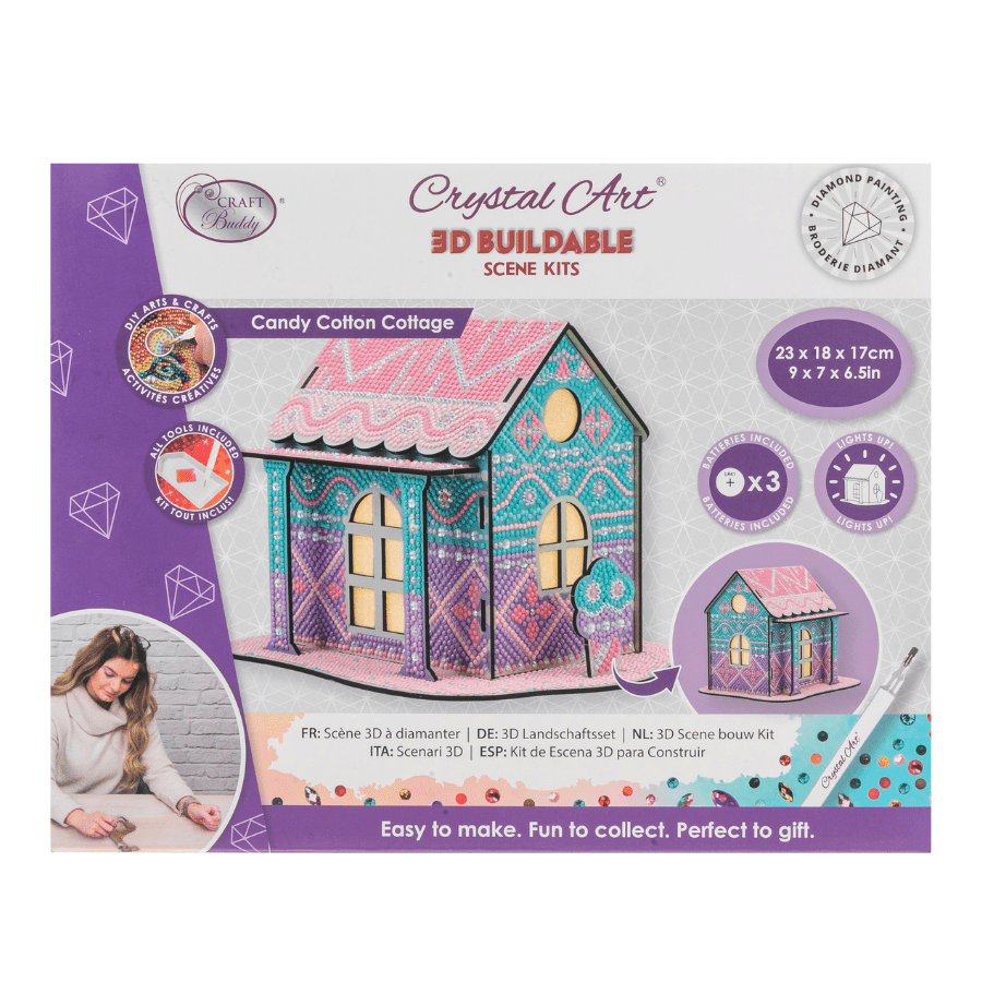 Candy Cotton Cottage 3D Crystal Art LED Buildable Scene Kit