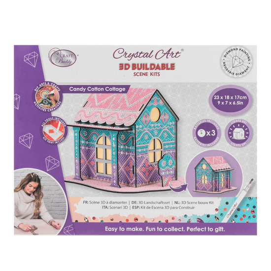 Candy Cotton Cottage 3D Crystal Art LED Buildable Scene Kit