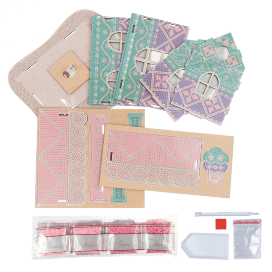 Candy Cotton Cottage 3D Crystal Art LED Buildable Scene Kit