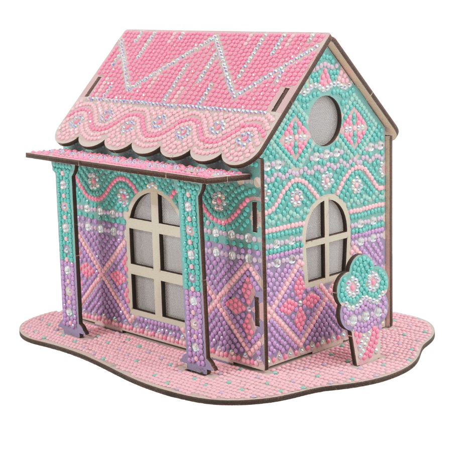 Candy Cotton Cottage 3D Crystal Art LED Buildable Scene Kit