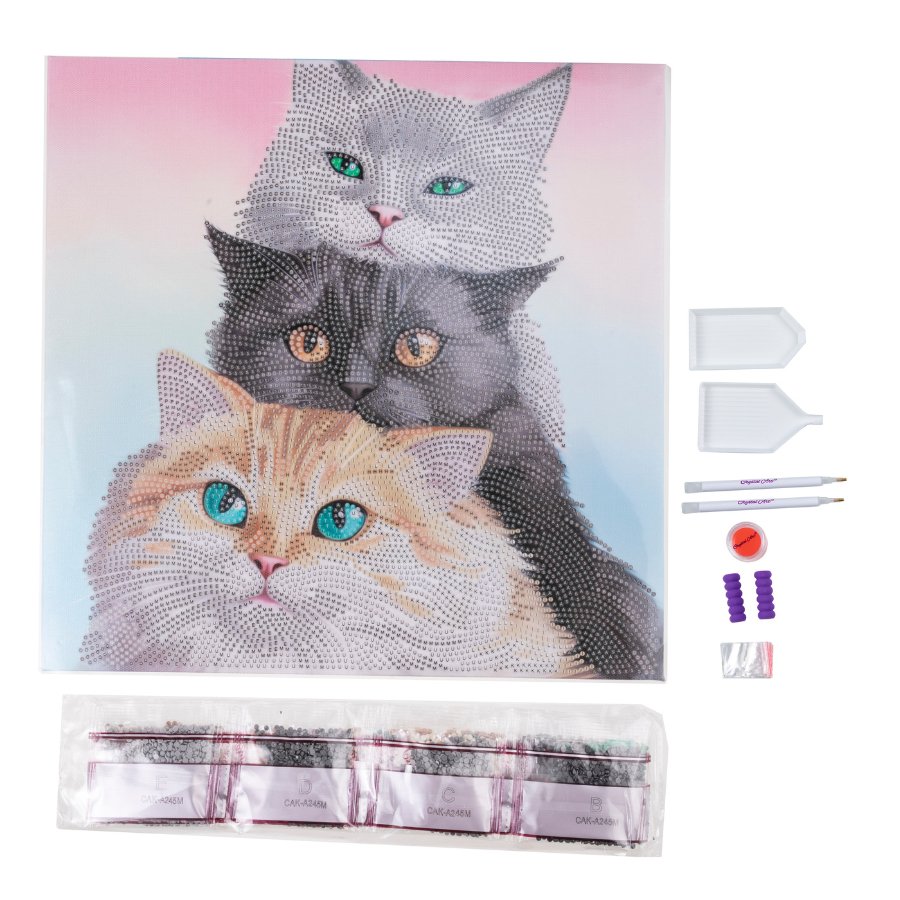 “Cats” Crystal Art Kit 30x30cm Content