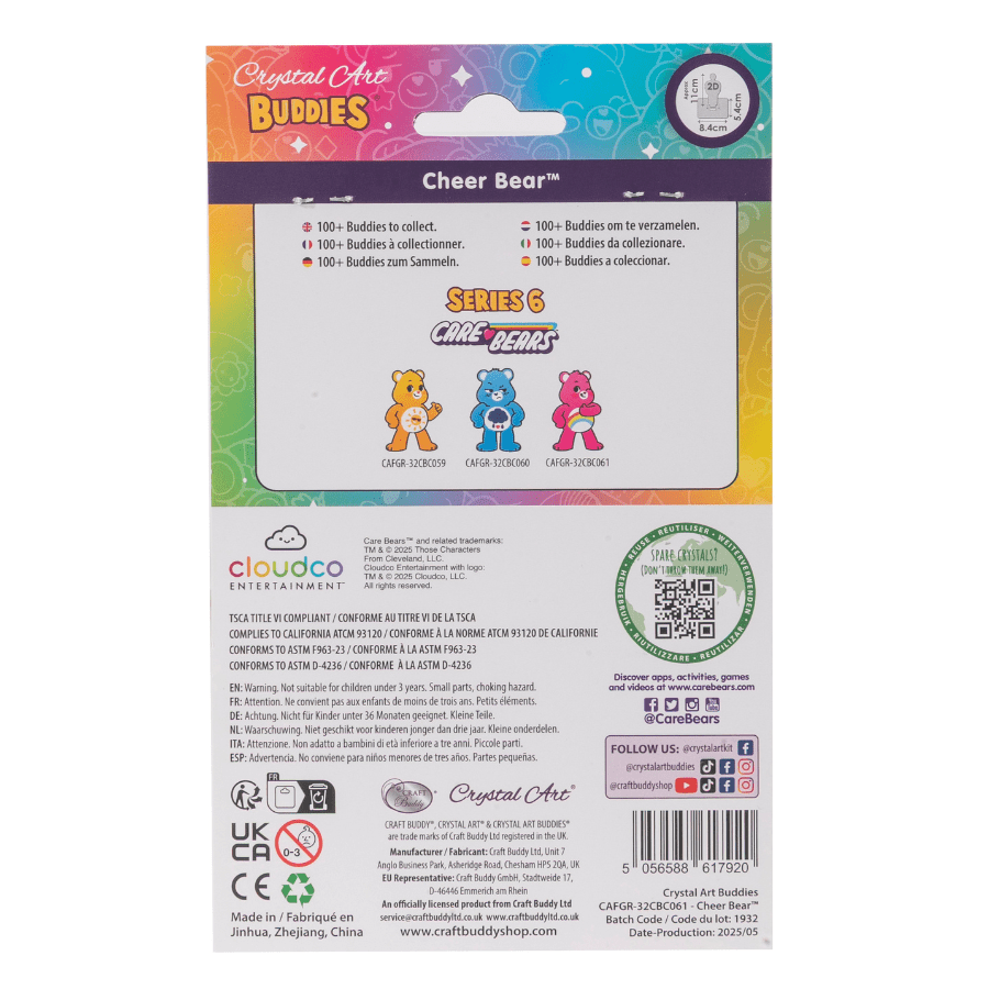Cheer Bear Crystal Art Buddies Care Bears packback