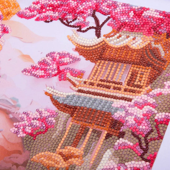 "Cherry Blossom" Crystal Art Scroll Kit Close Up