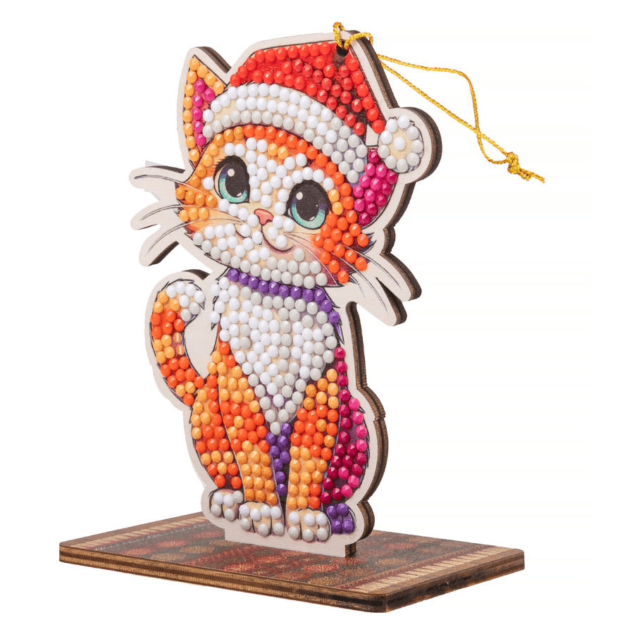 Christmas Cat Crystal Art Hanging Buddies Decoration angle