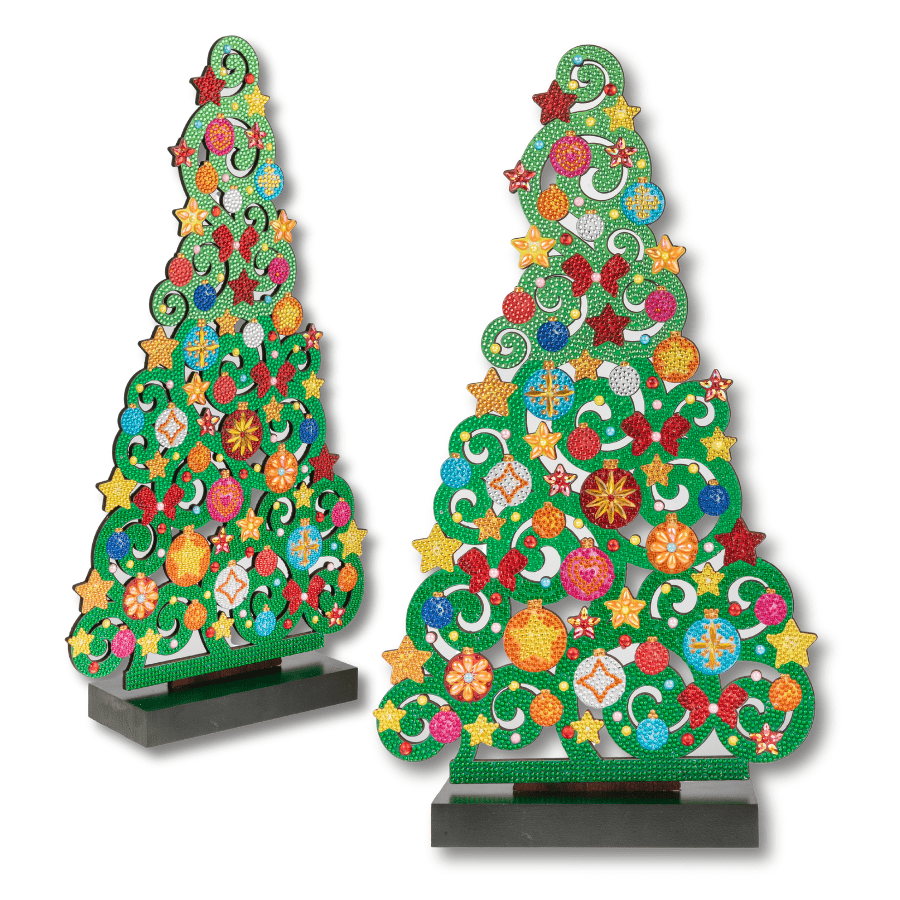 Christmas Tree Crystal Art Wooden Decoration pair