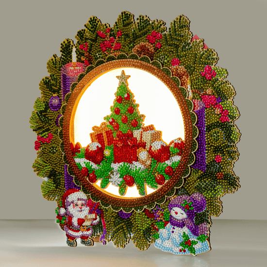 Christmas Wreath Crystal Art LED 3D Buildable Kit 10