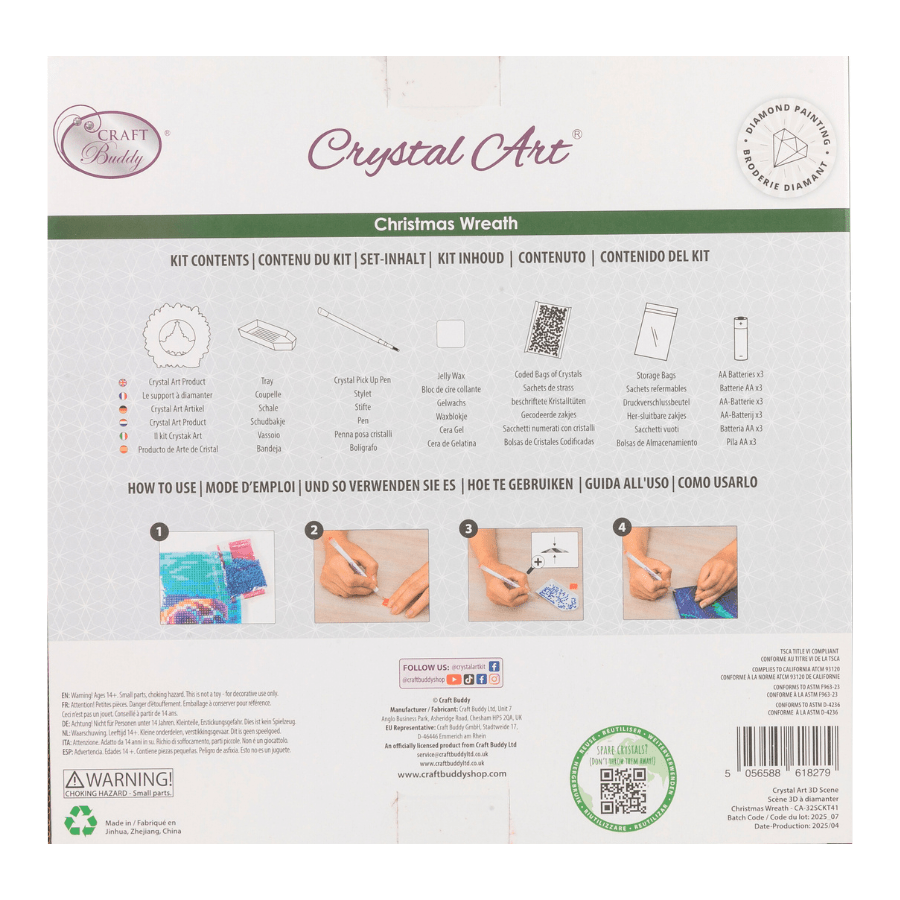 Christmas Wreath Crystal Art LED 3D Buildable Kit 1