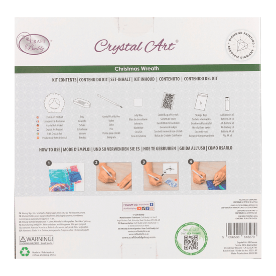 Christmas Wreath Crystal Art LED 3D Buildable Kit 1