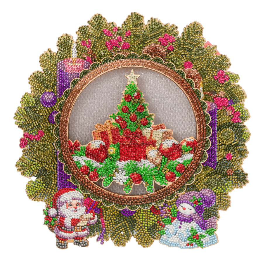 Christmas Wreath Crystal Art LED 3D Buildable Kit 4