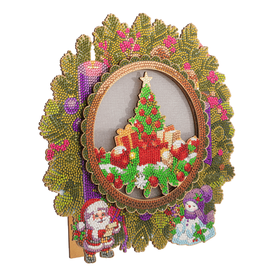 Christmas Wreath Crystal Art LED 3D Buildable Kit 5