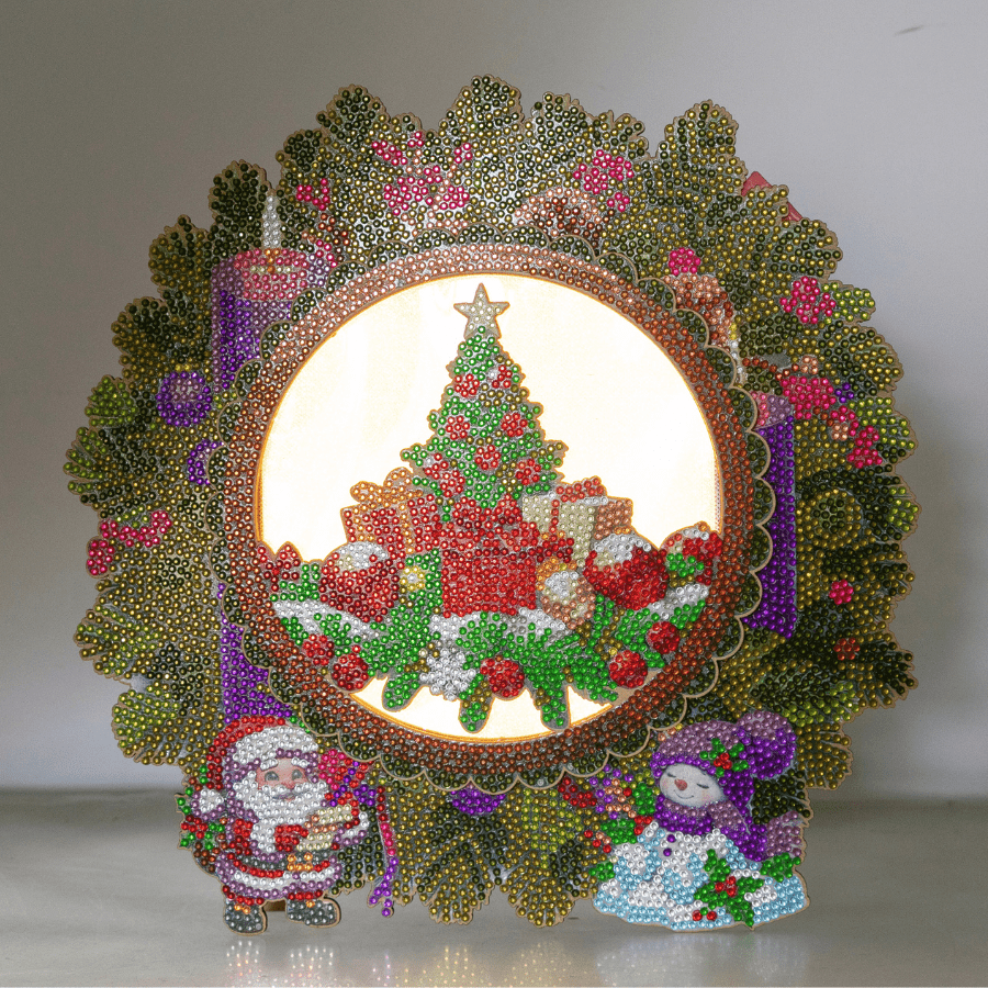 Christmas Wreath Crystal Art LED 3D Buildable Kit 8