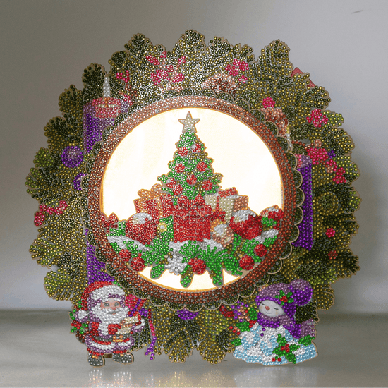 Christmas Wreath Crystal Art LED 3D Buildable Kit 8