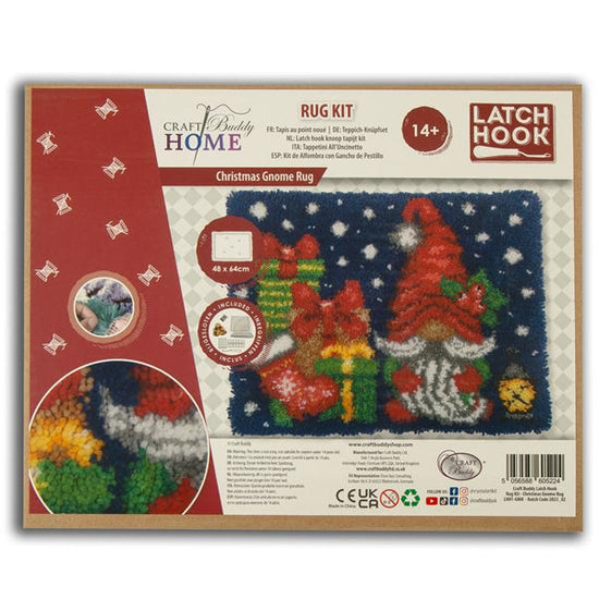 "Christmas Gnome" Latch Hook Rug 48x64cm Front Packaging