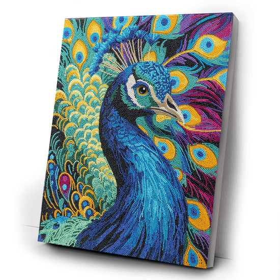 Colourful Peacock Crystal Art Framed Canvas Kit 40x50cm