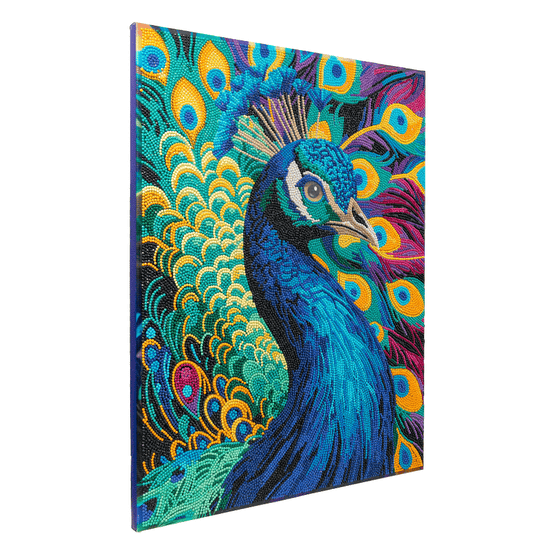 Colourful Peacock Crystal Art Framed Canvas Kit 40x50cm