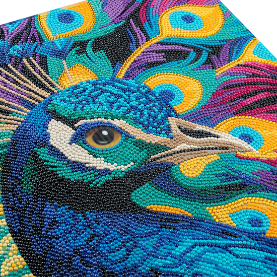 Colourful Peacock Crystal Art Framed Canvas Kit 40x50cm