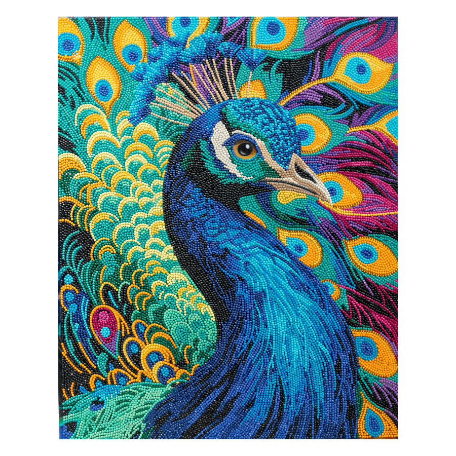 Colourful Peacock Crystal Art Framed Canvas Kit 40x50cm