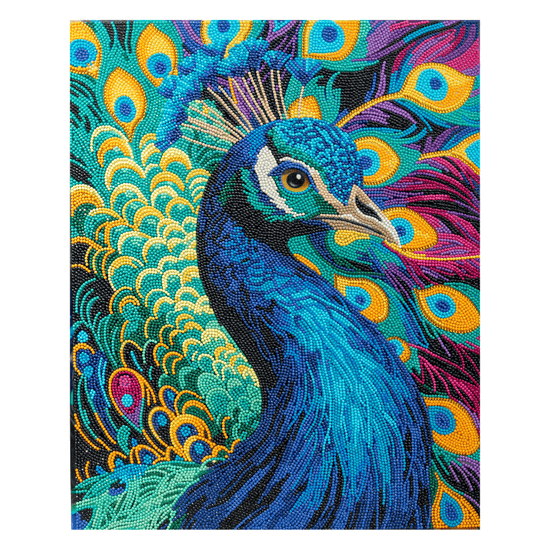 Colourful Peacock Crystal Art Framed Canvas Kit 40x50cm