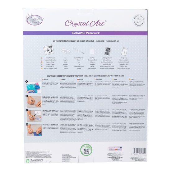 Colourful Peacock Crystal Art Framed Canvas Kit 40x50cm