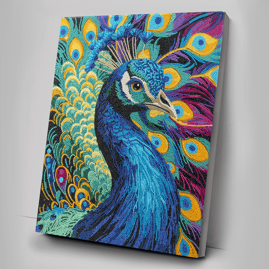 Colourful Peacock Crystal Art Framed Canvas Kit 40x50cm