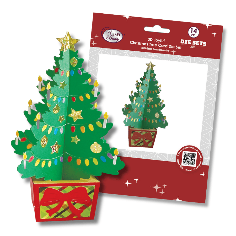 Craft Buddy 3D Joyful Christmas Tree Card Die set 5