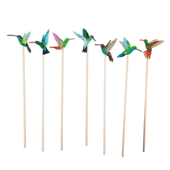 Crystal Art Bird Sticks Set of 12 2