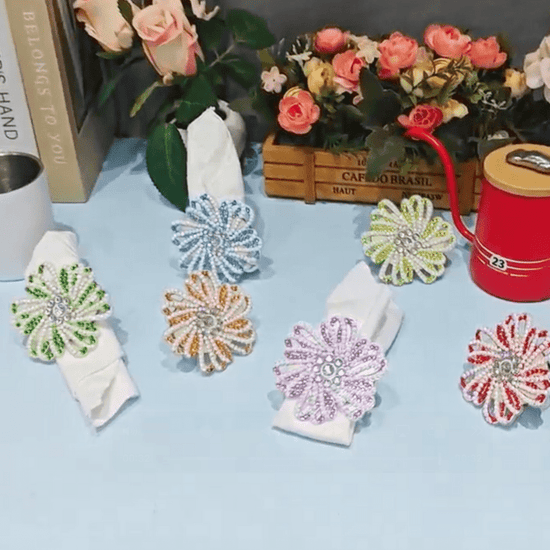 Crystal Art Napkin Ring Set 7
