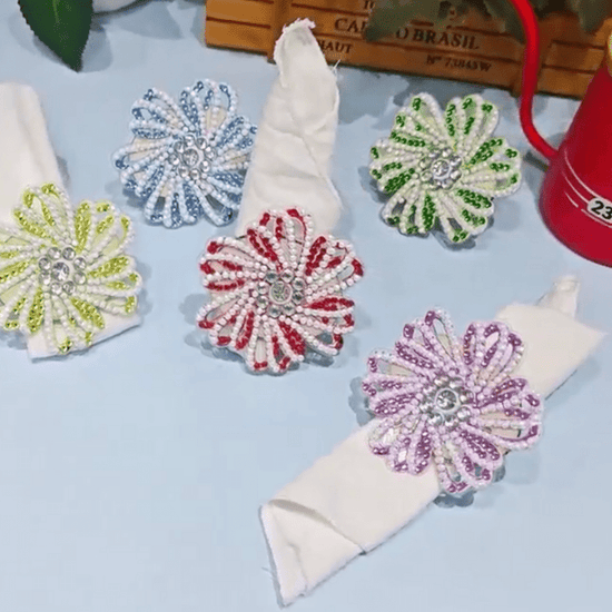 Crystal Art Napkin Ring Set 8