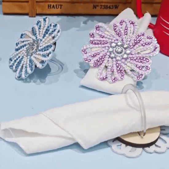 Crystal Art Napkin Ring Set 9