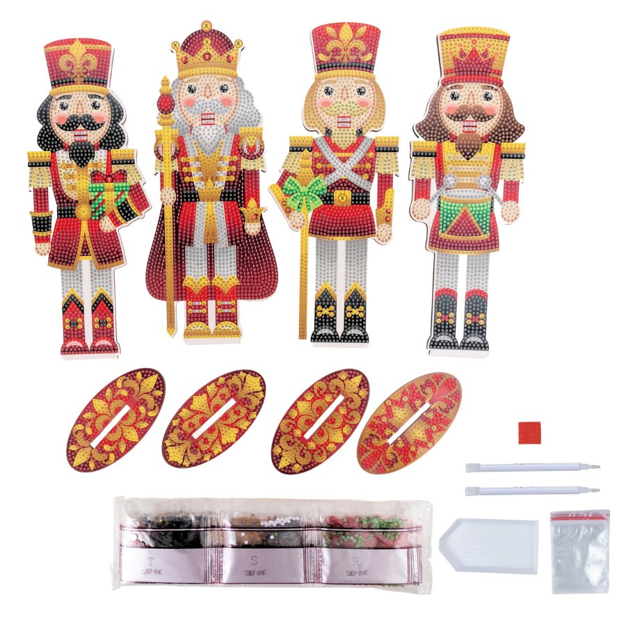 Nutcracker Set Traditional Crystal Art Wooden Nutcrackers Set of 4 – Craft Buddy