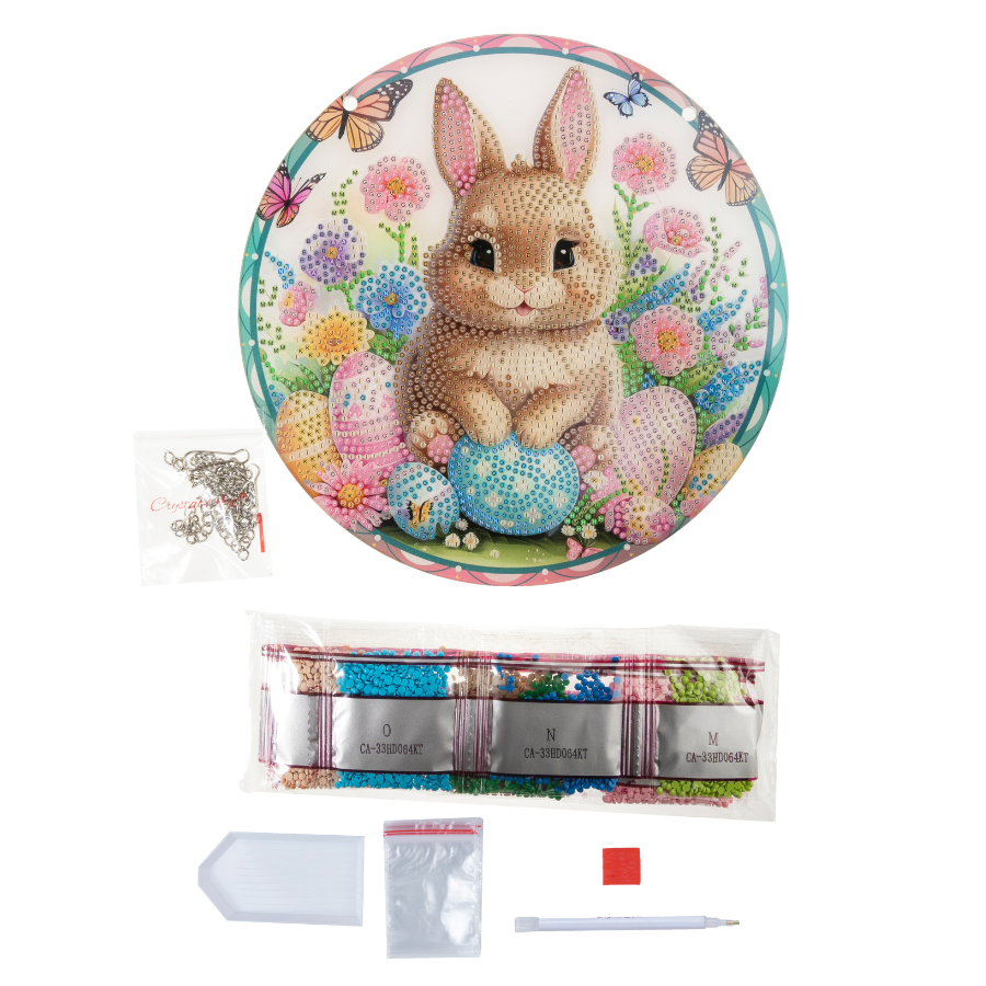 Easter Bunny & Delights Crystal Art Hanging Decoration x 2