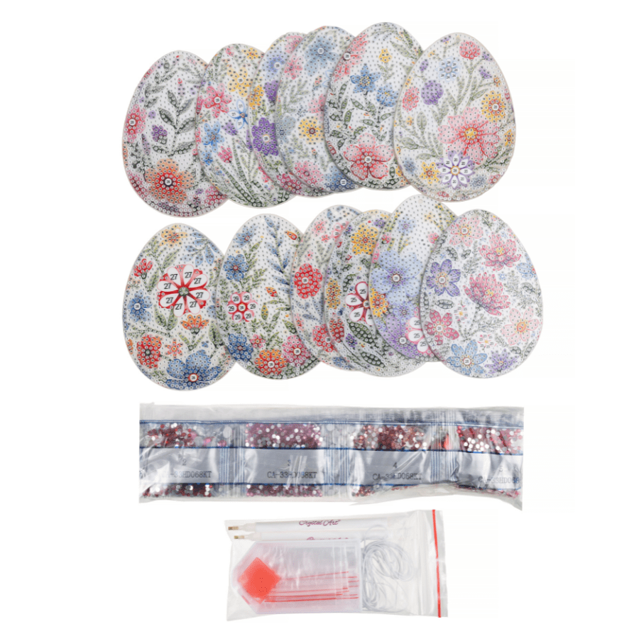 Easter Eggs Crystal Art Hanging Decoration Set of 12