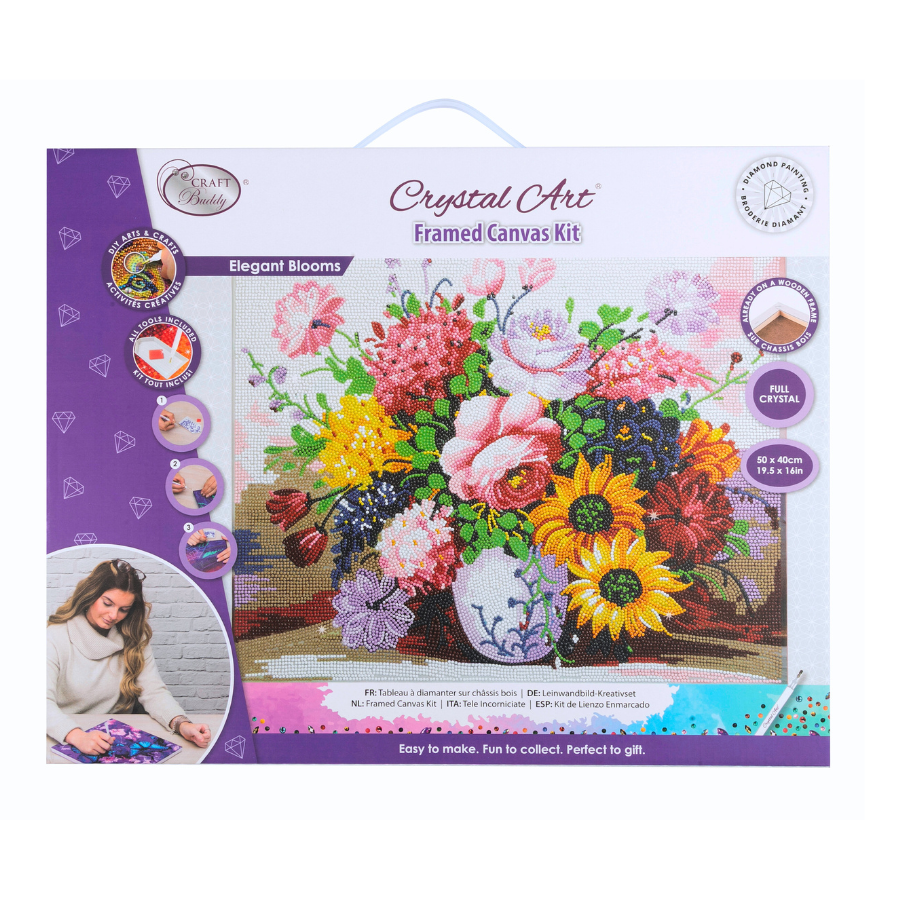 Elegant Blooms Crystal Art Framed Canvas Kit 50x40cm