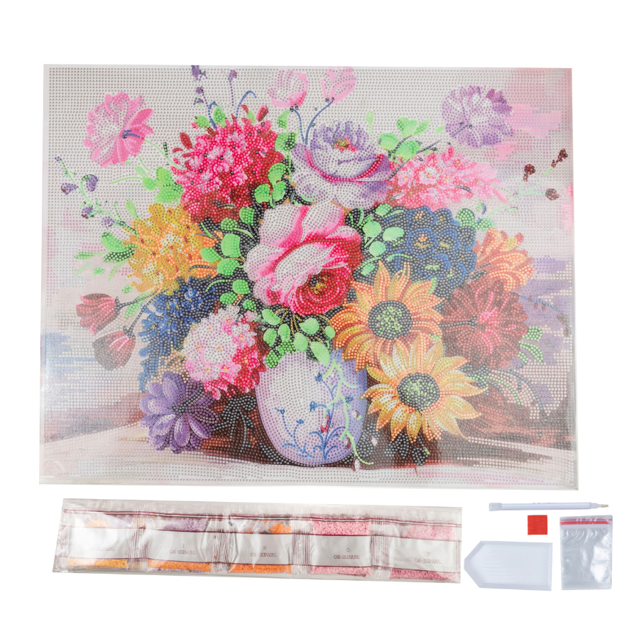 Elegant Blooms Crystal Art Framed Canvas Kit 50x40cm