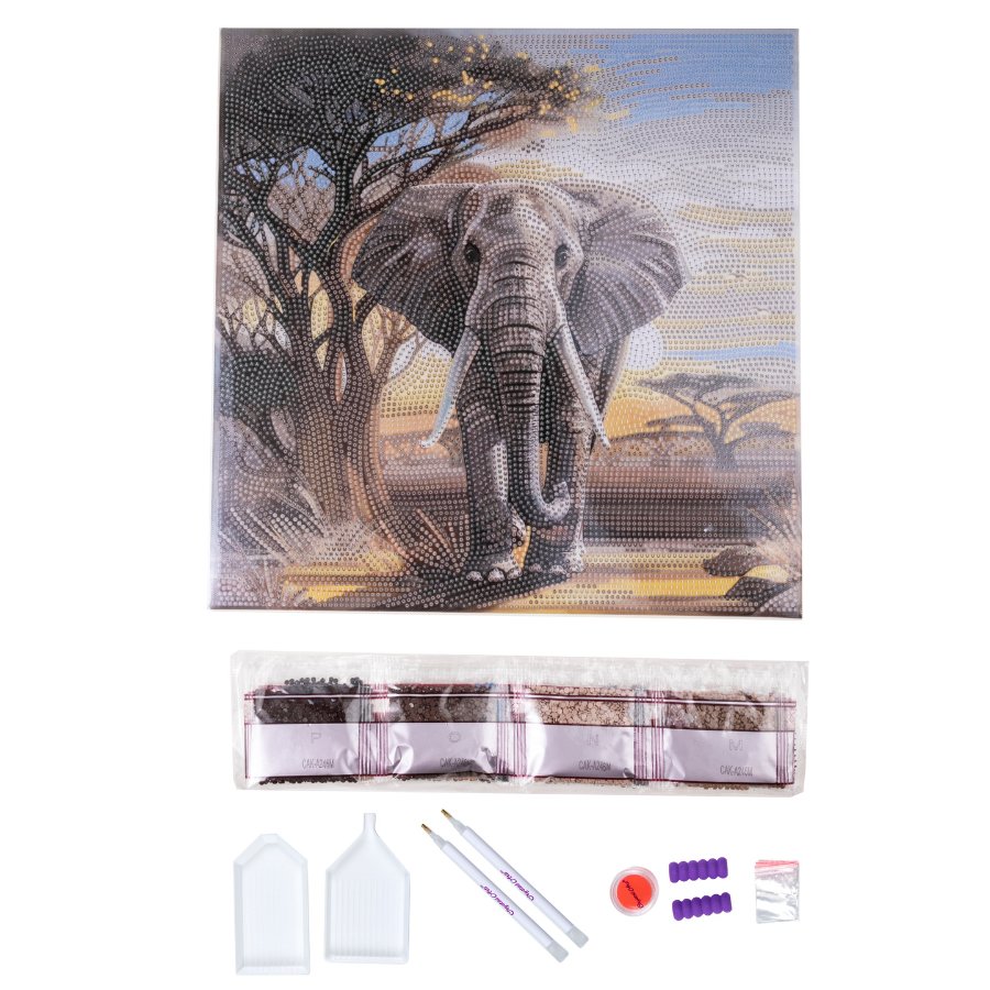 “Elephant” Crystal Art Kit 30x30cm Content