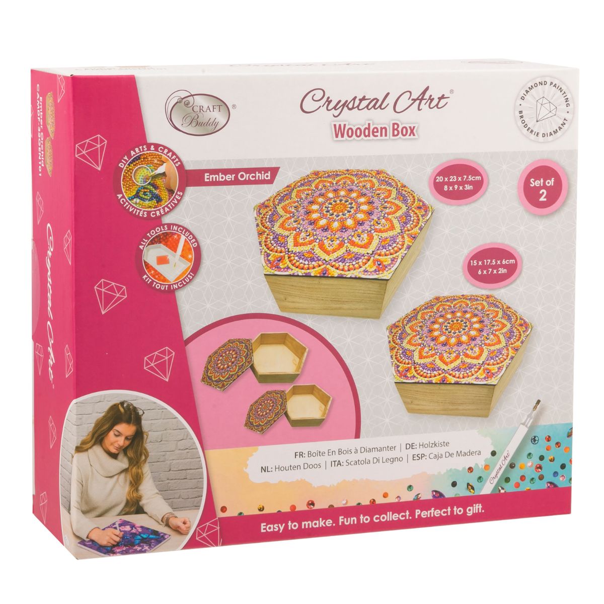 Ember orchid diamond painting wooden box front packaging