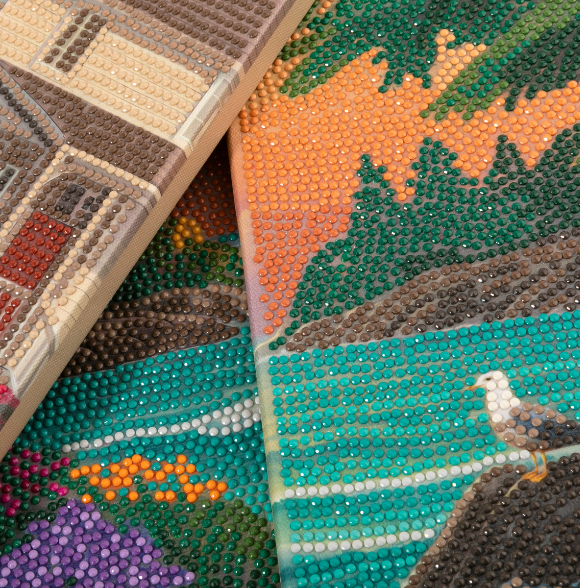 Eventide at the Lighthouse Crystal Art Canvas Triptych close ups