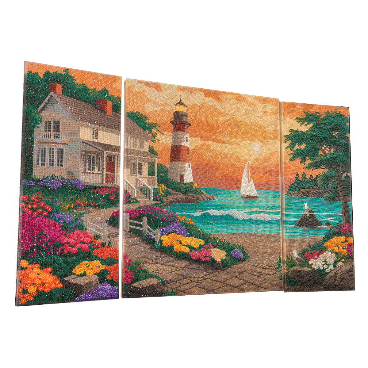 Eventide at the Lighthouse Crystal Art Canvas Triptych side