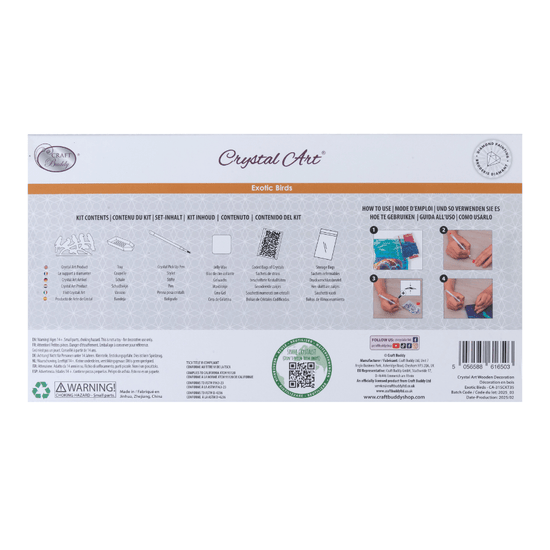 Exotic Birds Crystal Art Wooden Decoration