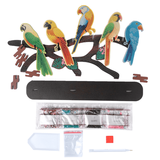 Exotic Birds Crystal Art Wooden Decoration