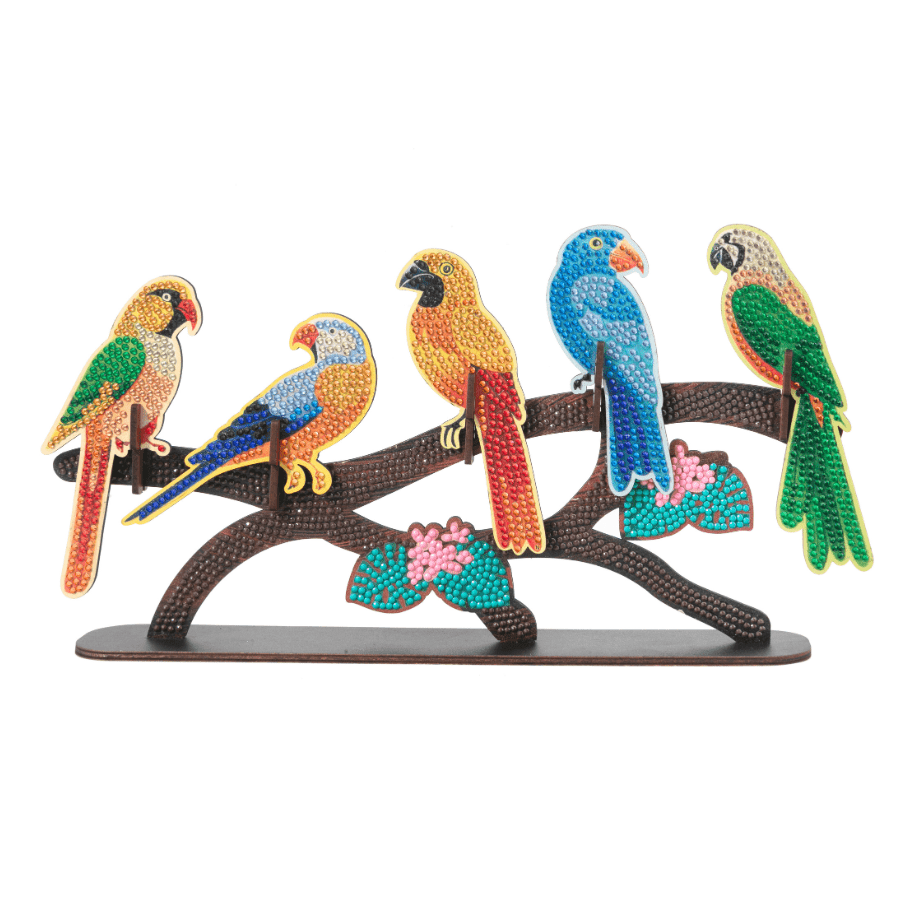 Exotic Birds Crystal Art Wooden Decoration